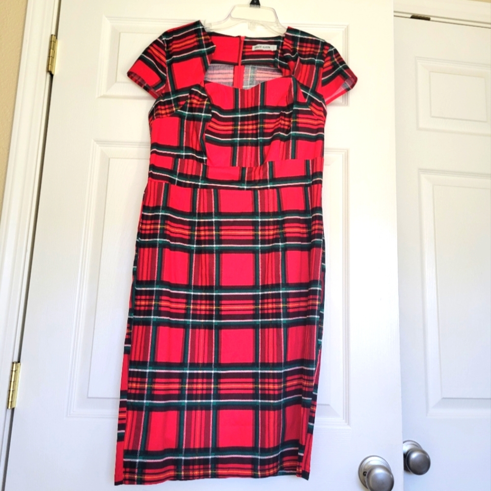 Grace Karin Red and Black Sheath Dress with Cap Sleeves